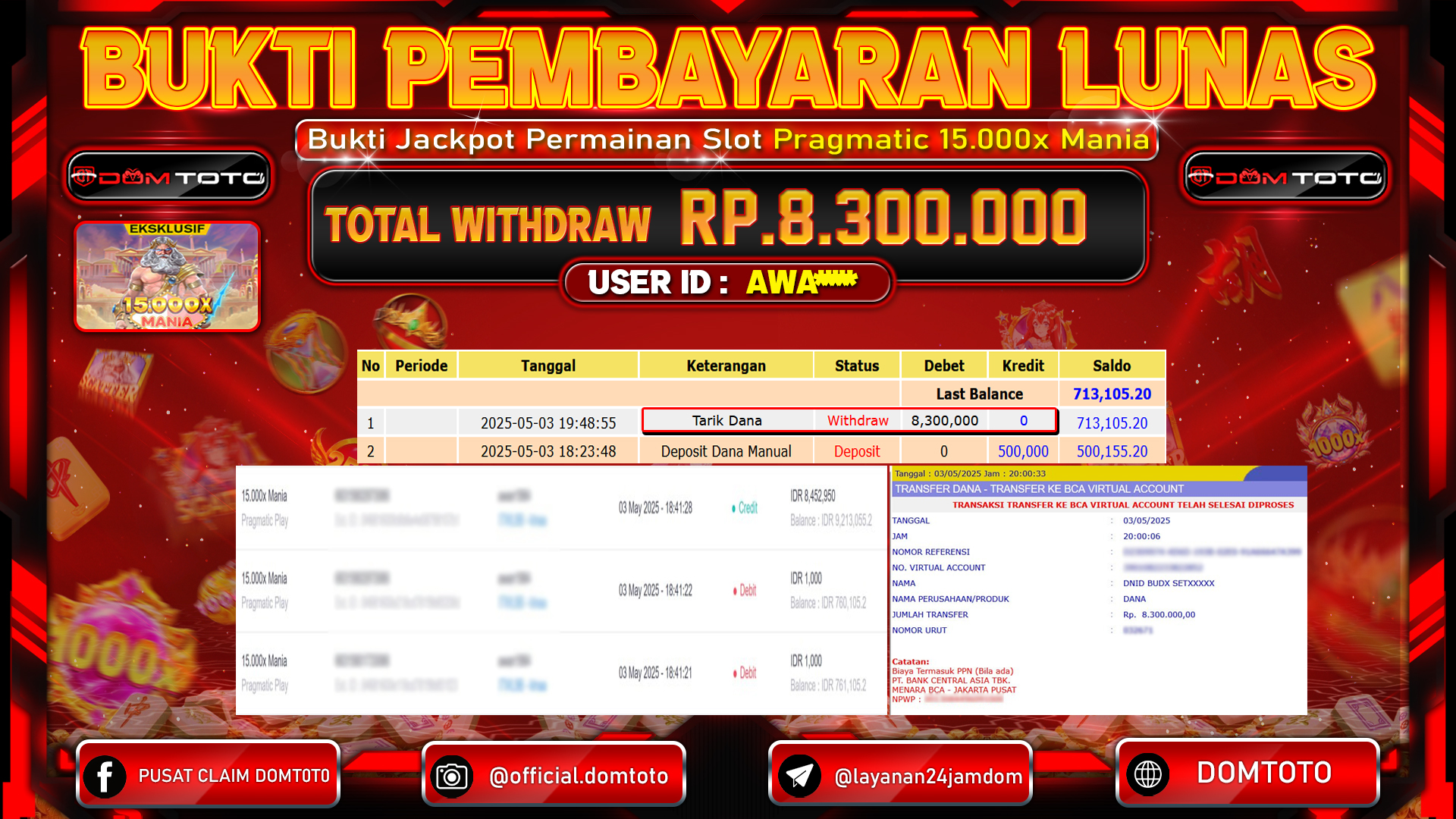 JACKPOT SLOT 15.00x MANIA 03  MEI 2025